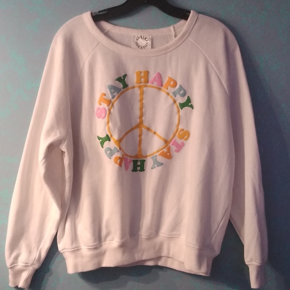 Stay Happy Graphic Sweatshirt Revolutions 33 Crewneck White - Picture 1 of 7